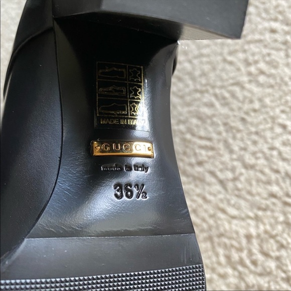 Gucci Black Marmont Leather Elite Calf Knee High Boots Sz 36.5 - Picture 9 of 16